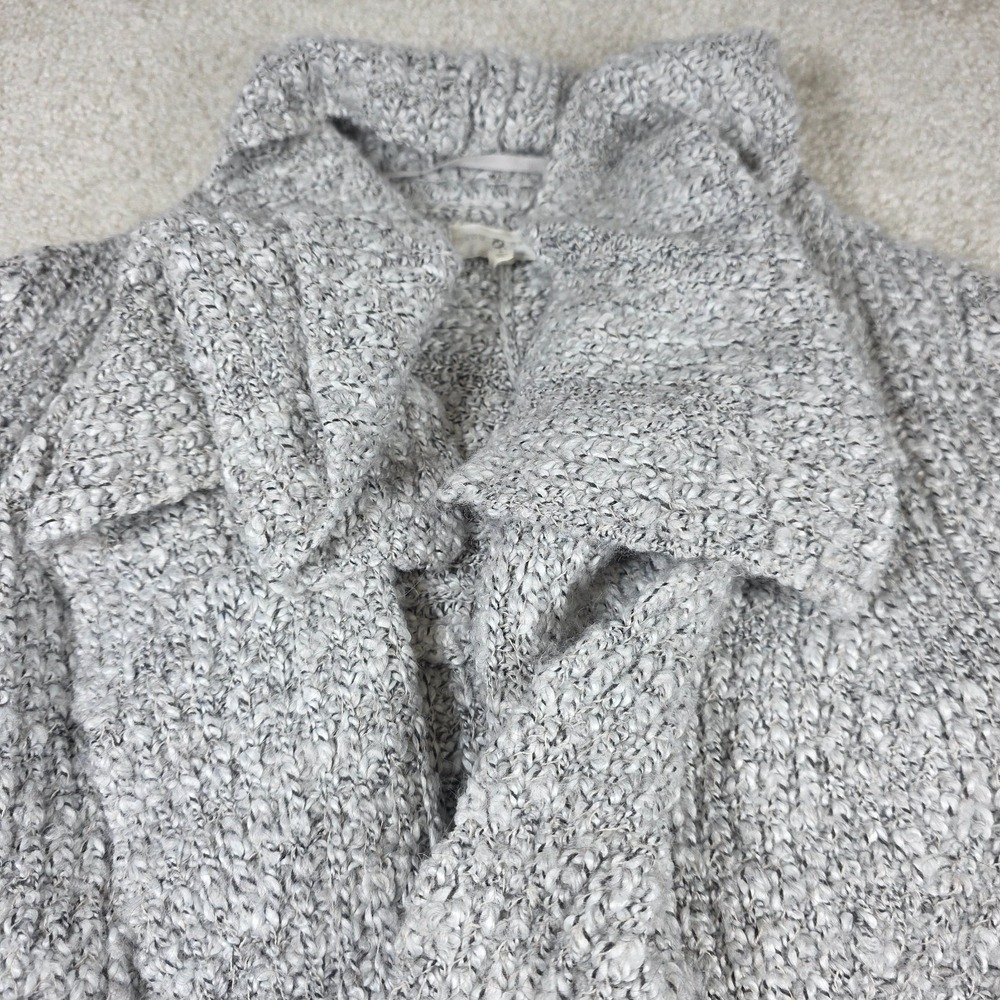 Lou & Grey Cardigan Womens L‎ Grey Marled Alpaca Wool Blend Chunky Open Front